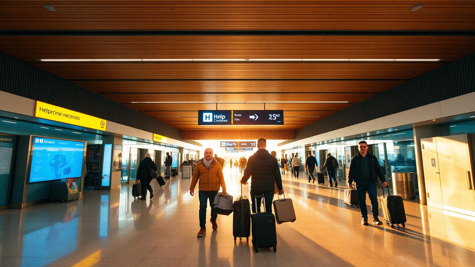 Pasajeros en el centro de ayuda del aeropuerto