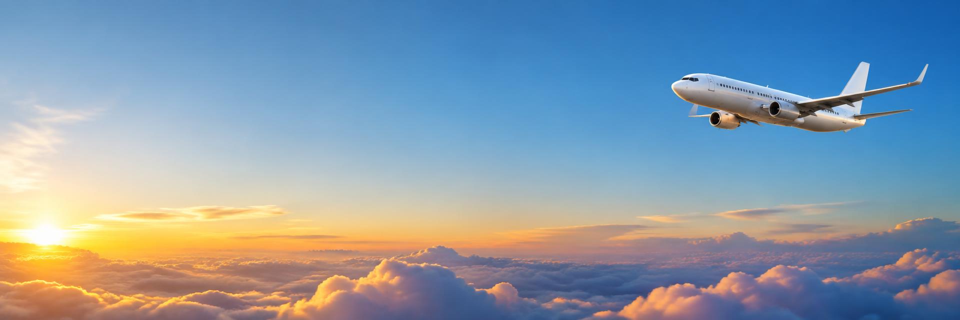 Avión comercial volando sobre las nubes